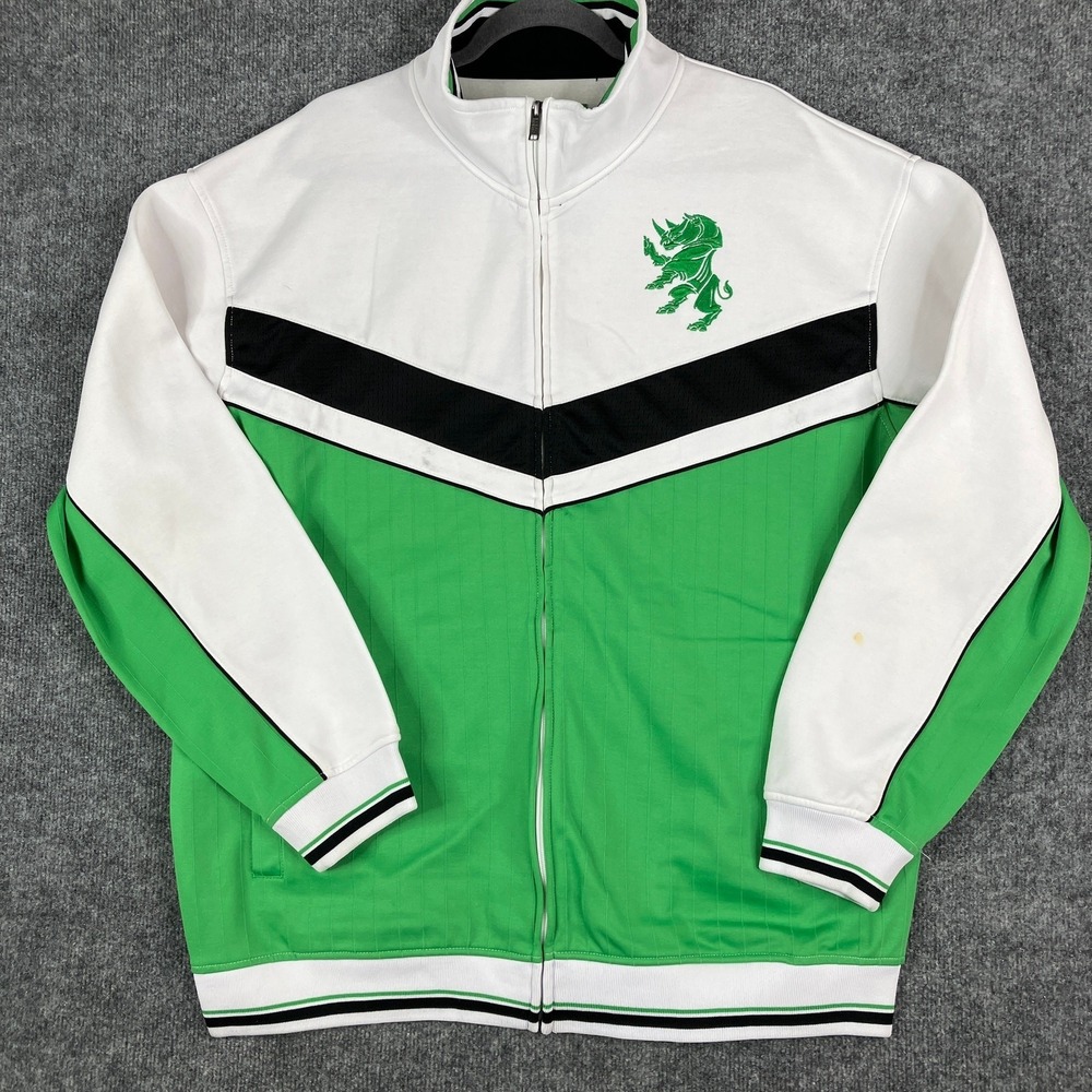 Defined by Design Jacket Mens XL Green White Black Full‎ Zip Retro Track Style